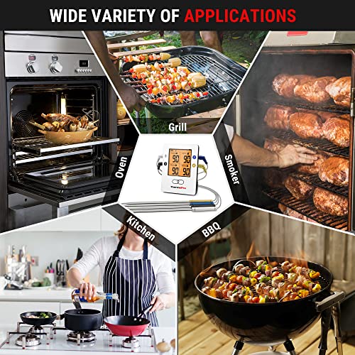 ThermoPro TP25 500ft Wireless Bluetooth Meat Thermometer with 4 Temperature Probes Smart Digital Cooking BBQ Thermometer for Grilling Oven Food Smoker Thermometer, Rechargeable