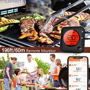 BFOUR Meat Thermometer Wireless Bluetooth, Digital Meat Thermometer with Dual Probe, Wireless Remote BBQ Thermometer for Smoker Kitchen Cooking Grill Thermometer Timer for Grilling BBQ Oven Candy