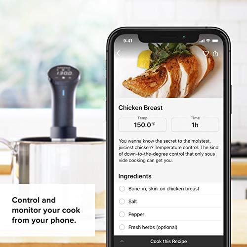 Anova Culinary AN500-US00 Sous Vide Precision Cooker (WiFi), 1000 Watts | Anova App Included, Black and Silver