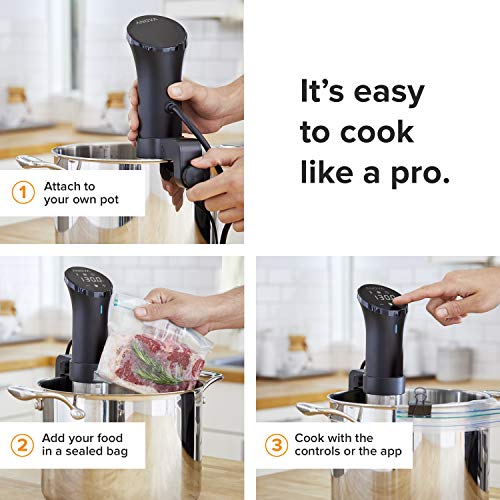 Anova Culinary AN500-US00 Sous Vide Precision Cooker (WiFi), 1000 Watts | Anova App Included, Black and Silver