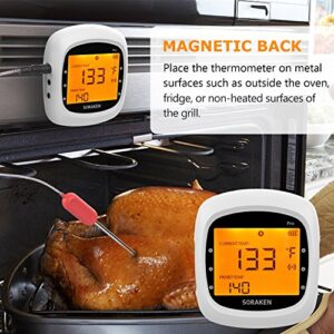 Wireless Meat Thermometer with 4 Probes Digital Grill Thermometer, Bluetooth Grill BBQ Meat Thermometer Kitchen Meat (White)