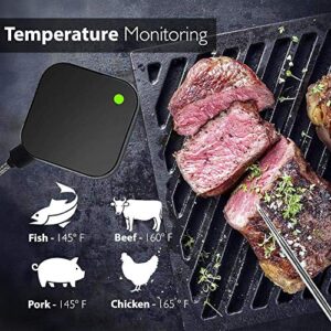 Smart Bluetooth BBQ Grill Thermometer - Upgraded Stainless Probe Safe to Leave in Oven, Outdoor Barbecue or Meat Smoker - Wireless Remote Alert iOS Android Phone WiFi App - NutriChef PWIRBBQ40