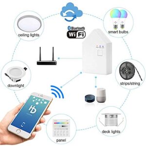 Bluetooth Mesh Smart Bridge Smart Hub Connect to Wi-Fi, Only Work for HaoDeng Bluetooth Mesh Smart Devices, Enables Remote Access to the Bluetooth Smart Lighting, Compatible with Alexa, Google Home