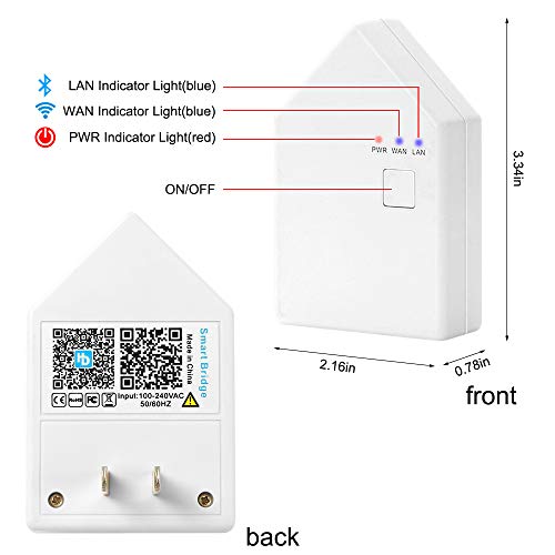 Bluetooth Mesh Smart Bridge Smart Hub Connect to Wi-Fi, Only Work for HaoDeng Bluetooth Mesh Smart Devices, Enables Remote Access to the Bluetooth Smart Lighting, Compatible with Alexa, Google Home