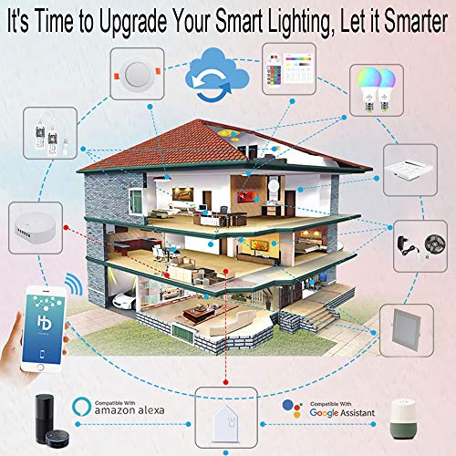 Bluetooth Mesh Smart Bridge Smart Hub Connect to Wi-Fi, Only Work for HaoDeng Bluetooth Mesh Smart Devices, Enables Remote Access to the Bluetooth Smart Lighting, Compatible with Alexa, Google Home