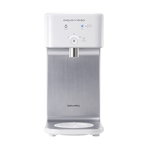 Coway Aquamega 200C Countertop Water Purifier with a cold-water setting, a new advanced filter, and Coway Io-Care app connectivity