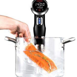 Chefman Sous Vide Immersion Circulator w/ Wi-Fi, Bluetooth & Digital Interface, Touchscreen Display, Sous-Vide Cooker Includes Connected App for Guided Cooking, Adjustable Clamp, 1100 Watts, Black