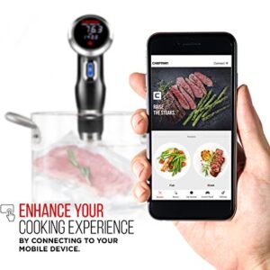 Chefman Sous Vide Immersion Circulator w/ Wi-Fi, Bluetooth & Digital Interface, Touchscreen Display, Sous-Vide Cooker Includes Connected App for Guided Cooking, Adjustable Clamp, 1100 Watts, Black