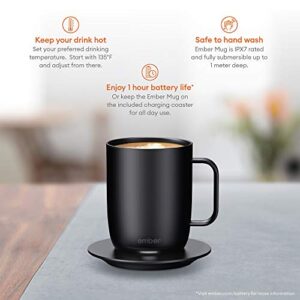 Ember Temperature Control Smart Mug, 14 oz, 1-hr Battery Life, Black - App Controlled Heated Coffee Mug