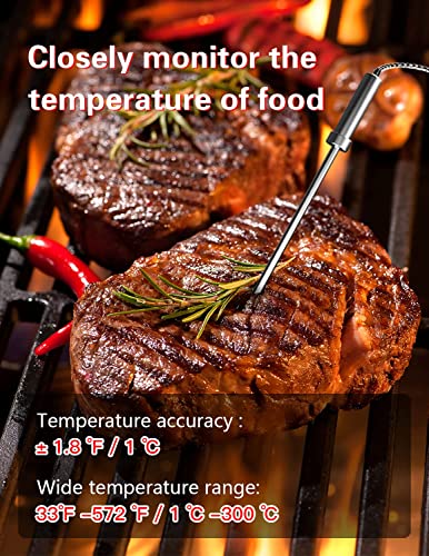 BFOUR Bluetooth Meat Thermometer Wireless Grill Thermometer with 3 Probes, Premium Digital Instant Read Meat Thermometer Food Thermometer Timer Alarm for Smoker, Grill, Oven, Kitchen, Cooking, BBQ