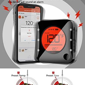 BFOUR Bluetooth Meat Thermometer Wireless Grill Thermometer with 3 Probes, Premium Digital Instant Read Meat Thermometer Food Thermometer Timer Alarm for Smoker, Grill, Oven, Kitchen, Cooking, BBQ