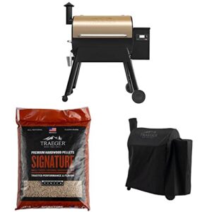 traeger grills pro series 780 wood pellet grill and smoker bundle with cover and signature pellets featuring alexa and wifire smart home technology – bronze