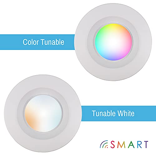 CLEANLIFE Smart LED Recessed Lighting Retrofit Downlight RGB + Tunable White Color Changing WiFi Dimmable LED Can Lights Fits 5 and 6 inch - 12W, 65W Equivalent, App Enabled