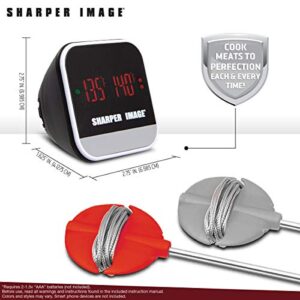 SHARPER IMAGE Bluetooth Smartphone Grill Thermometer, iOS/Android Capability W/App, Meat Probes Plus Pairing Indicator Ensure Doneness, Easy Read Digital Display, Heat Resistant, Great for BBQs/Oven