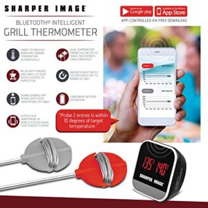SHARPER IMAGE Bluetooth Smartphone Grill Thermometer, iOS/Android Capability W/App, Meat Probes Plus Pairing Indicator Ensure Doneness, Easy Read Digital Display, Heat Resistant, Great for BBQs/Oven