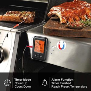 Te-Rich Wireless Meat Thermometer, Bluetooth Digital Food Grill Thermometer [Oven Safe/Timer/App Connected/] with 6 Temperature Probe for Smoker Grilling BBQ Turkey Kitchen Cooking Thermometer