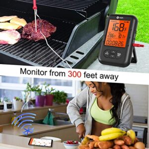 Te-Rich Wireless Meat Thermometer, Bluetooth Digital Food Grill Thermometer [Oven Safe/Timer/App Connected/] with 6 Temperature Probe for Smoker Grilling BBQ Turkey Kitchen Cooking Thermometer