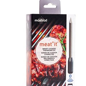 Mastrad Thermometer | Meat it Wireless Grill and BBQ Sensor | Connects Via Bluetooth to Free Cooking App, 2.1, BLACK