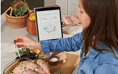 Mastrad Thermometer | Meat it Wireless Grill and BBQ Sensor | Connects Via Bluetooth to Free Cooking App, 2.1, BLACK