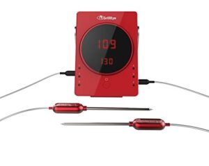 grilleye ge0001 smart bluetooth grilling & smoking thermometer, red