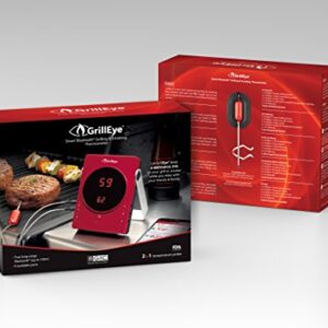 GrillEye GE0001 Smart Bluetooth Grilling & Smoking Thermometer, Red