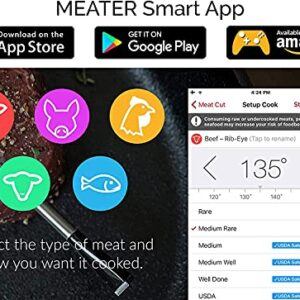 New MEATER+165ft Long Range Smart Wireless Meat Thermometer for the Oven Grill Kitchen BBQ Smoker Rotisserie with Bluetooth and WiFi Digital Connectivity (Meater+ One Scraper)