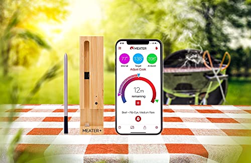 New MEATER+165ft Long Range Smart Wireless Meat Thermometer for the Oven Grill Kitchen BBQ Smoker Rotisserie with Bluetooth and WiFi Digital Connectivity (Meater+ One Scraper)