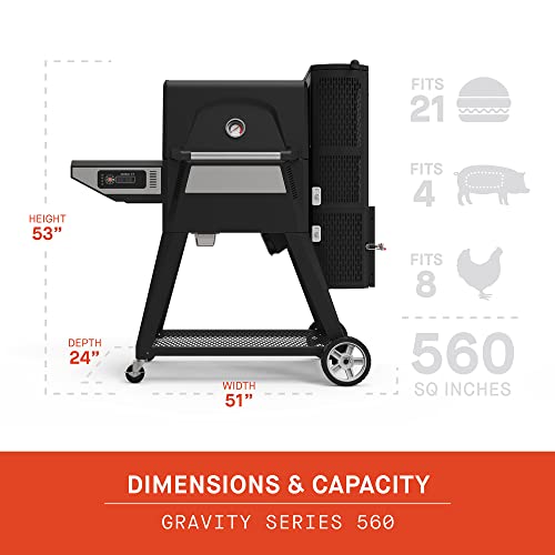 Masterbuilt MB20040220 Gravity Series 560 Digital Charcoal Grill and Smoker Combo, Square inches, Black