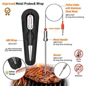 Bluetooth Meat Thermometer for Smoker Oven Grill, Smart Wireless Grill Thermometer for Grilling and Smoking, Remote Phone APP BBQ Thermometer with 6 Meat Probes AidMax WR01