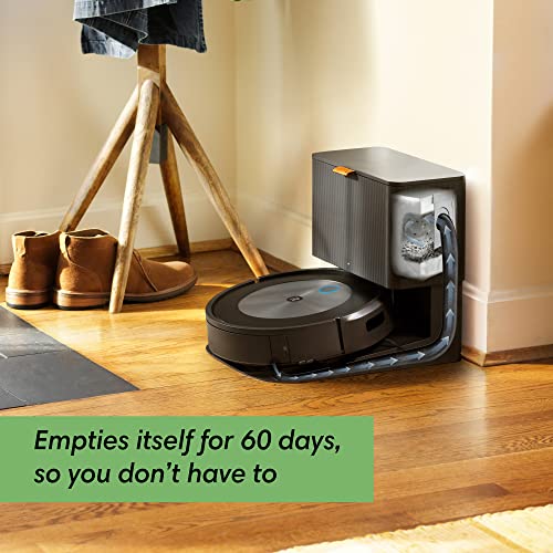 iRobot Roomba j7+ (7550) Self-Emptying Robot Vacuum – Identifies and avoids obstacles like pet waste & cords, Empties itself for 60 days, Smart Mapping, Works with Alexa, Ideal for Pet Hair, Graphite