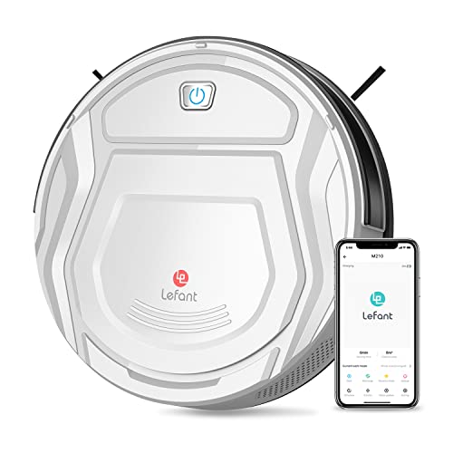 Lefant Robot Vacuum Cleaner, Tangle-Free, Strong Suction, Slim, Low Noise, Automatic Self-Charging, Wi-Fi/App/Alexa Control, Ideal for Pet Hair Hard Floor and Daily Cleaning, M210 White