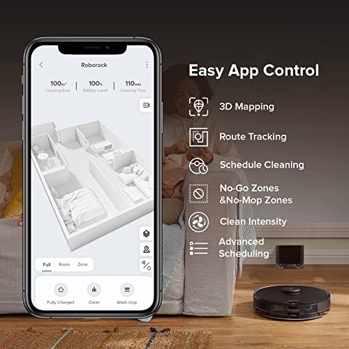 roborock S7 MaxV Robot Vacuum and Sonic Mop, 5100Pa Suction, 3D Structured Light Obstacle Avoidance, Auto Lifting Mop, Ultrasonic Carpet Detection, Compatible with Alexa, Perfect for Pet Hair