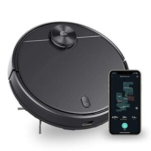wyze lidar mapping robot vacuum, avoids obstacles, wi-fi connected, 110min runtime, works with alexa, multi-surface cleaning, black
