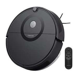 roborock e5 mop robot vacuum and mop, self-charging robotic vacuum cleaner, 2500pa strong suction, wi-fi connected, app control, works with alexa, ideal for pet hair, carpets, hard floors (black)