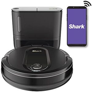 Shark IQ Wi-Fi Robot Vacuum w/ Self-Empty Base & Self-Cleaning Brushroll QR1000 (Renewed) (Black)