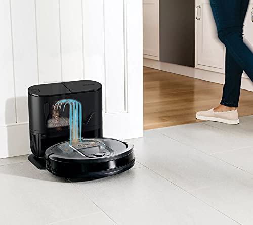 Shark IQ Wi-Fi Robot Vacuum w/ Self-Empty Base & Self-Cleaning Brushroll QR1000 (Renewed) (Black)