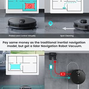 Lefant Robot Vacuum Lidar Navigation, Real-time maps, No-go Zone, Area Cleaning, Works with Alexa Echo and APP Control, Quiet Smart Vacuum Robot Cleaner Good for Hardwood Floors, Low Pile Carpet LS1