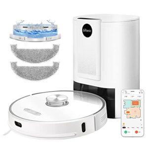 ultenic t10 robot vacuum self emptying, robot vacuum and mop combo, 60-day capacity, lidar navigation, 3000pa strong suction, app & remote & alexa control, ideal for pet hair, hard floor and carpet