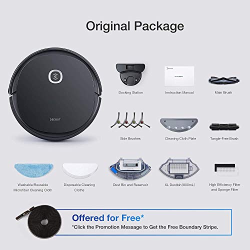 ECOVACS DEEBOT OZMO U2 Pro Robot Vacuum Cleaner 2 in1 Vacuum and Mop, Extra Pet Care Kit 800ml Large Dustbin & Tangle-Free Brush, Ideal for Pet Hair, No-Go Zones, 2.5Hrs Run Time, Voice / App Control…