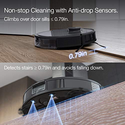 Ecovacs Deebot T8 Robot Vacuum and Mop Cleaner, Precise Laser Navigation, Multi-floor Mapping, Intelligent Object Avoidance, Full-customize clean, No-go and No-mop Zones, Auto-empty Station Compatible