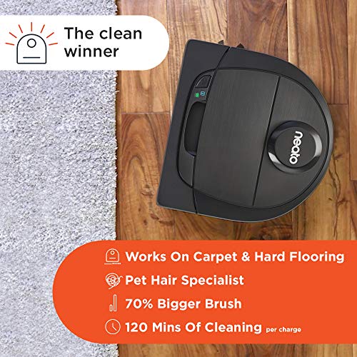 Neato Robotics D6 Connected Laser Guided Robot Vacuum for Pet Hair, Works with Amazon Alexa, Black