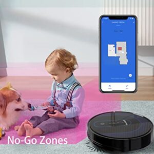 Robot Vacuum Cleaner, 4000Pa Suction AI Smart 2.0 Navigation with Home Mapping Robotic Vacuum, Selective Room Cleaning, No-go Zones, Carpet Boost, Works with Alexa, Ideal for Pet Hair FourAmZ V100 Pro