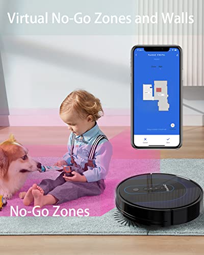 Robot Vacuum Cleaner, 4000Pa Suction AI Smart 2.0 Navigation with Home Mapping Robotic Vacuum, Selective Room Cleaning, No-go Zones, Carpet Boost, Works with Alexa, Ideal for Pet Hair FourAmZ V100 Pro