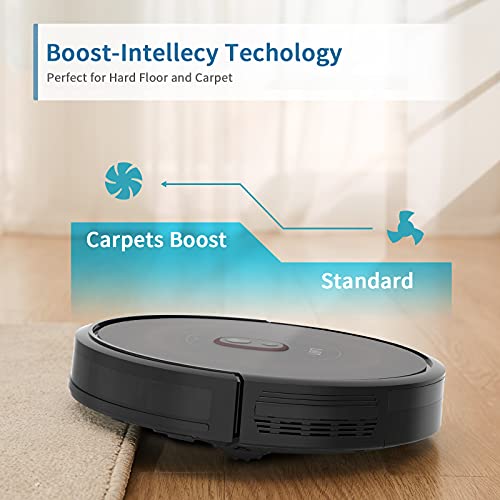 UONI S1 Robot Vacuum Cleaner, Works with Alexa, Quiet, Super-Thin, 2000Pa Strong Suction, Wi-Fi Connected, Self Charging Robotic Vacuum Cleaner, Ideal for Pet Hair, Hard Floors and Carpets(Black)