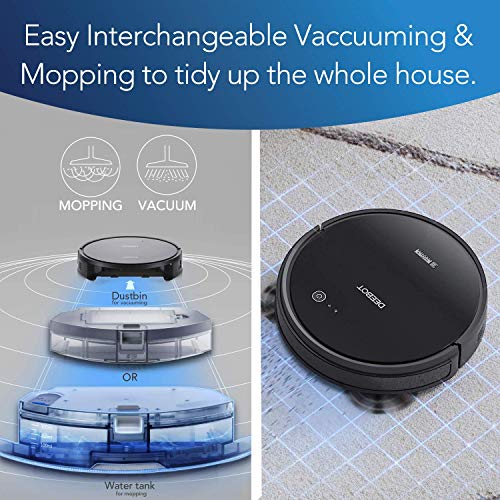 ECOVACS DEEBOT 661 Convertible Vacuuming or Mopping Robotic Vacuum Cleaner with Max Power Suction, Upto 110 Min Runtime, Hard Floors and Carpets, App Controls, Self-Charging, Quiet (Renewed)