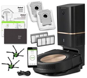 irobot roomba s9+ (s955020) robot vacuum bundle with automatic dirt disposal- wi-fi connected, smart mapping, ideal for pet hair (+1 extra edge-sweeping brush, 1 extra filter)