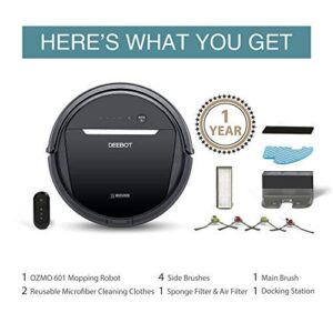 ECOVACS OZMO 601 Self-Charging Robot Mop & Vacuum w/Smart Phone App Controls, Auto-Clean Mode, 2 Specialized Cleaning Modes, Digital Mop for Pet Hair, Dirt, Dried Liquids & Hard Floors