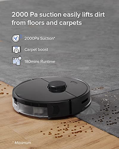 roborock S5 MAX Robot Vacuum and Mop Cleaner, Self-Charging Robotic Vacuum, Lidar Navigation, Selective Room Cleaning, No-mop Zones, 2000Pa Powerful Suction, 180mins Runtime, Works with Alexa