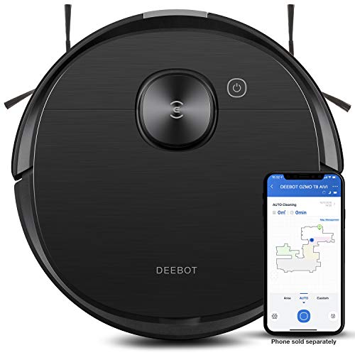 ECOVACS Deebot T8 AIVI Robot Vacuum Cleaner, Vacumming and Mopping in One-Go, Laser Mapping, Smart AI Object Recognition, On-Demand Live Video, Custom Clean, 3+ Hours of Runtime