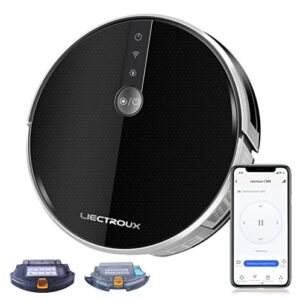 liectroux c30b robot vacuum cleaner, smart dynamic navigation, super smart partition, with memory, wifi app control, 5000pa strong suction, smart wet mopping, works with alexa and google assistant